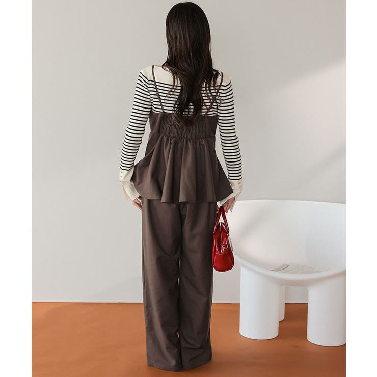 ペプラムキャミソールトップスドッキングオールインワン | titivate | 詳細画像10 