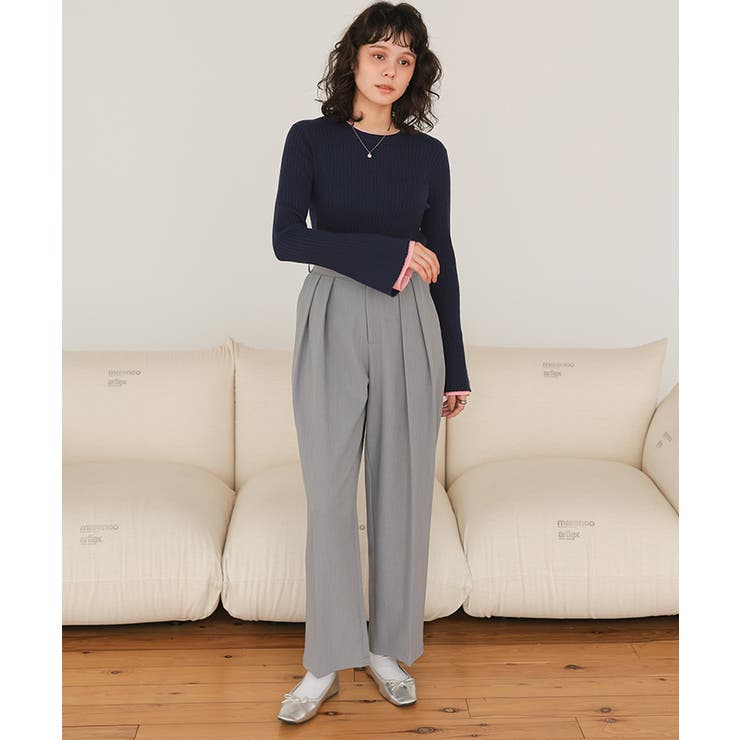 配色シアードッキングフレアスリーブリブニット | titivate | 詳細画像32 