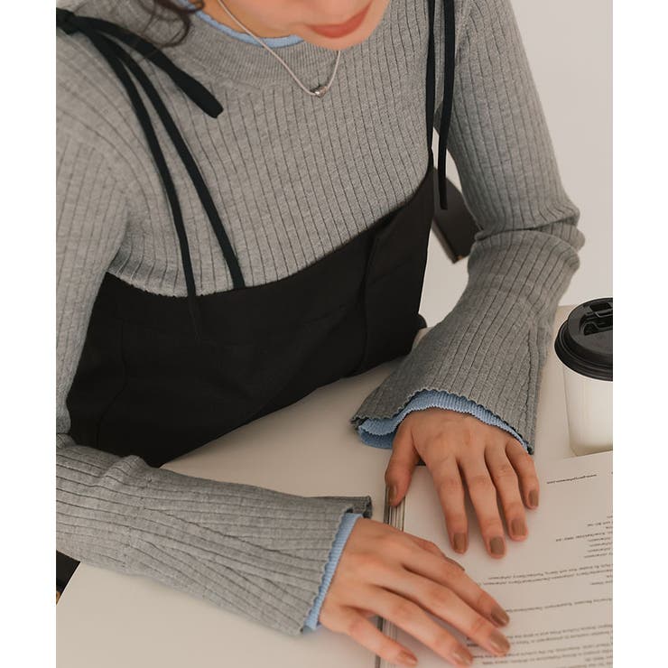 配色シアードッキングフレアスリーブリブニット | titivate | 詳細画像11 