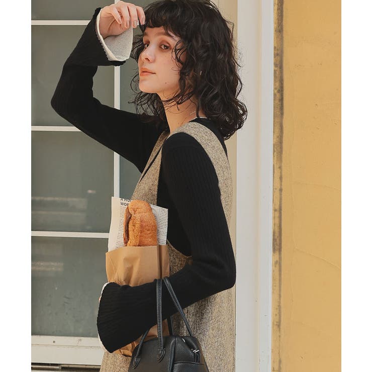 配色シアードッキングフレアスリーブリブニット | titivate | 詳細画像12 