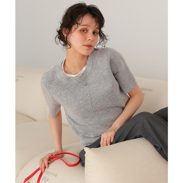 レイヤードデザインふわっとタッチハーフスリーブニット | titivate | 詳細画像27 