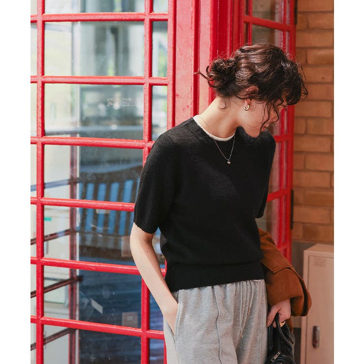 レイヤードデザインふわっとタッチハーフスリーブニット | titivate | 詳細画像7 
