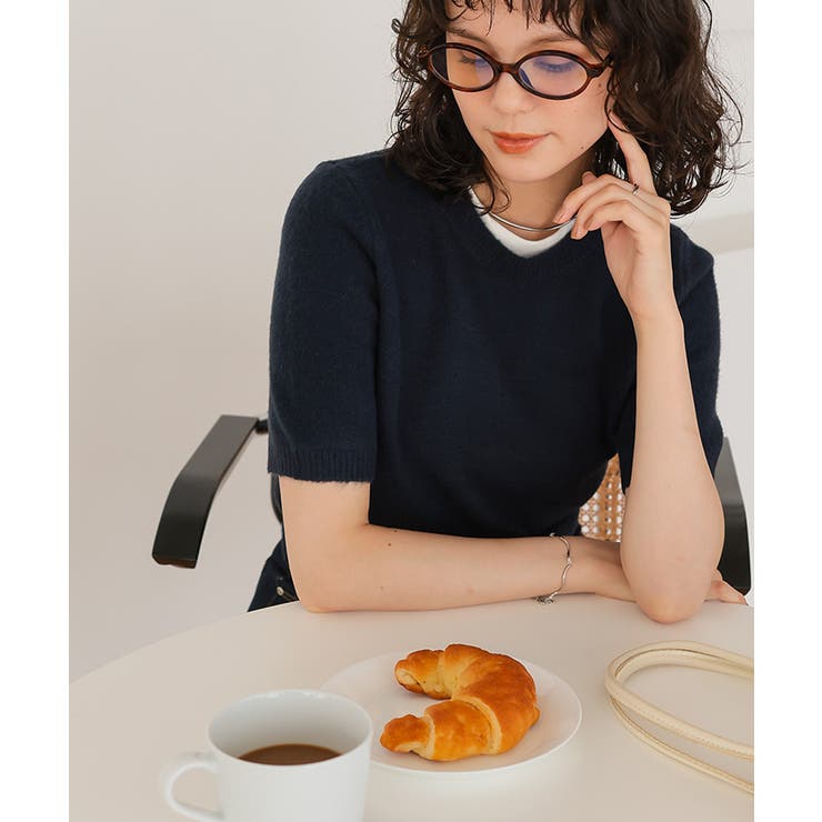 レイヤードデザインふわっとタッチハーフスリーブニット | titivate | 詳細画像19 