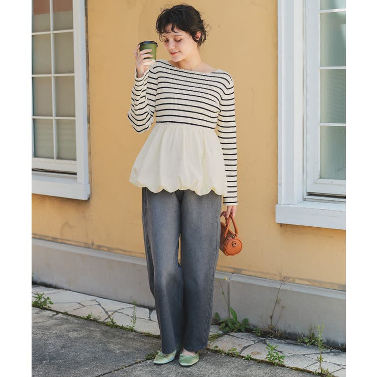 ヘムバルーンドッキングボートネックリブニット | titivate | 詳細画像20 