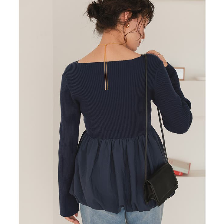 ヘムバルーンドッキングボートネックリブニット | titivate | 詳細画像31 