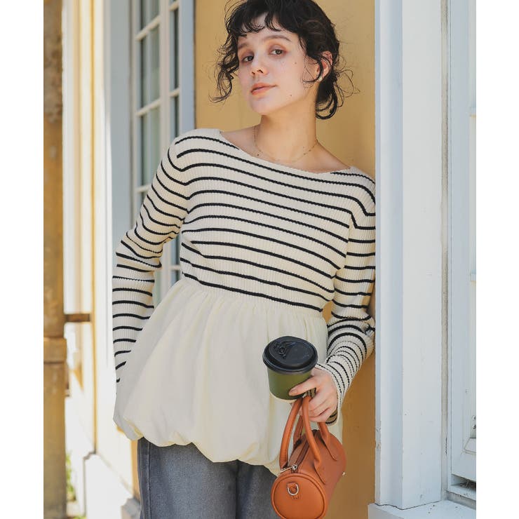 ヘムバルーンドッキングボートネックリブニット | titivate | 詳細画像2 