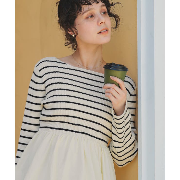 ヘムバルーンドッキングボートネックリブニット | titivate | 詳細画像3 