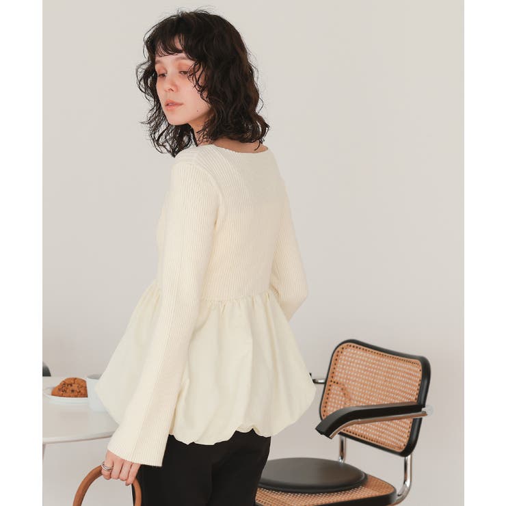 ヘムバルーンドッキングボートネックリブニット | titivate | 詳細画像8 