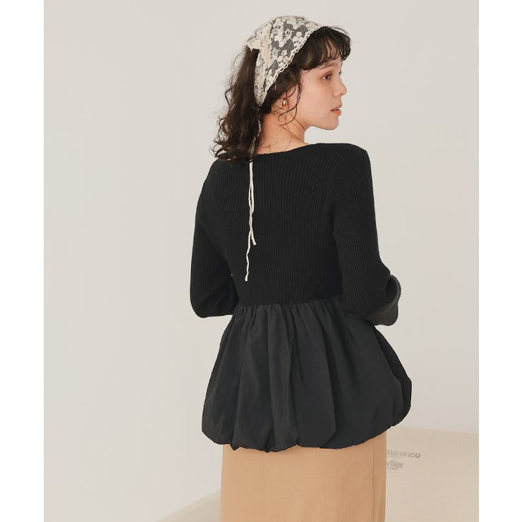 ヘムバルーンドッキングボートネックリブニット | titivate | 詳細画像15 