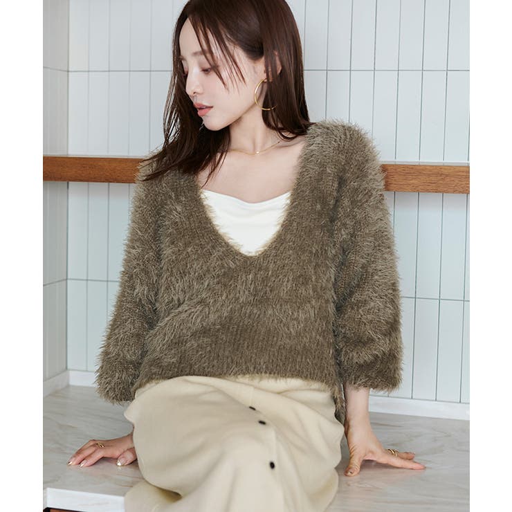 深Vネックショートシャギーニット | titivate | 詳細画像13 