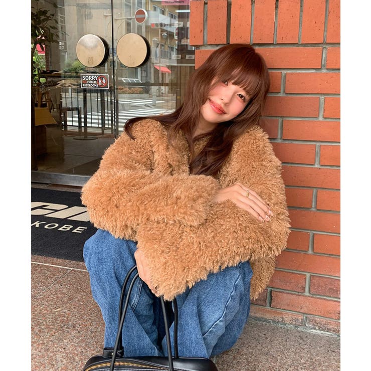 中綿キルティングプードルフェイクファージャケット[品番：TV000018277