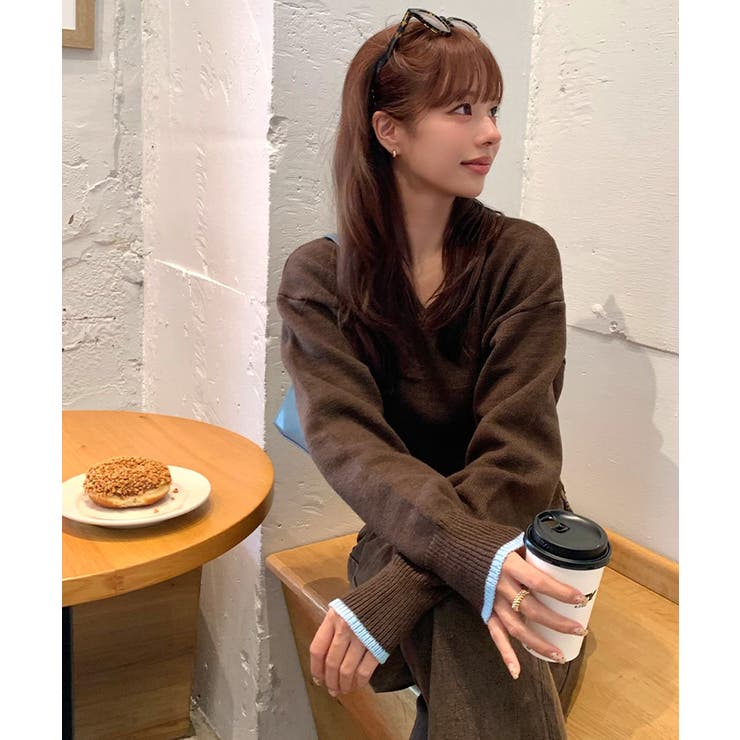 Vネックゆるっとベーシックニットトップス | titivate | 詳細画像17 