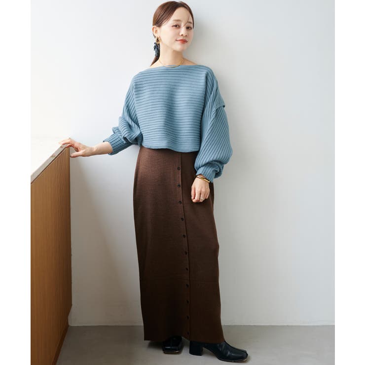釦デザインIラインニットスカート | titivate | 詳細画像15 