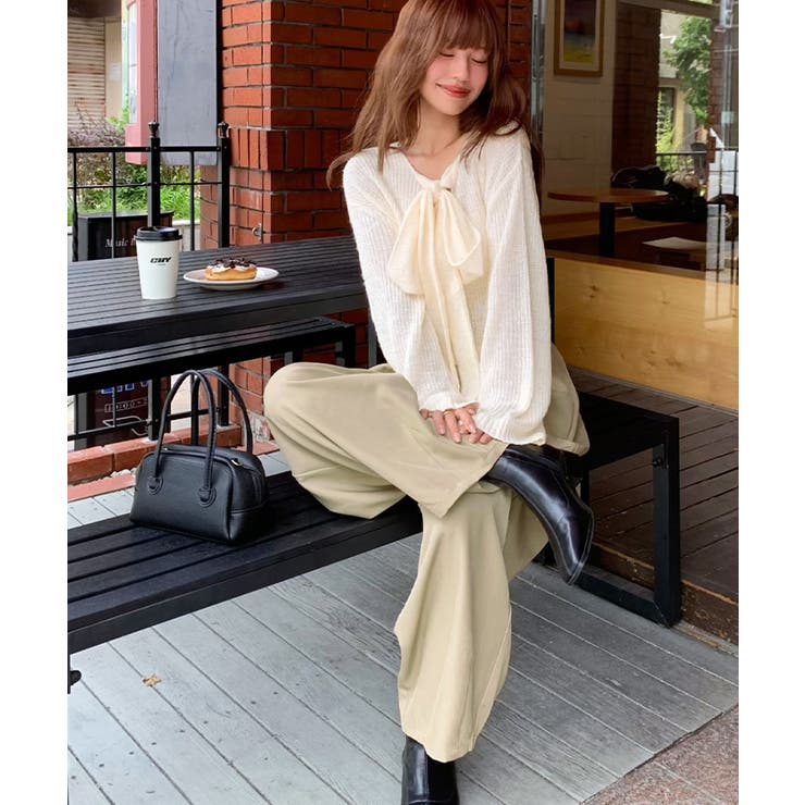 前後2wayリボンデザインシアーローゲージニット | titivate | 詳細画像19 