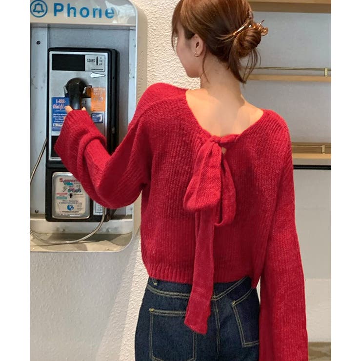 前後2wayリボンデザインシアーローゲージニット | titivate | 詳細画像21 