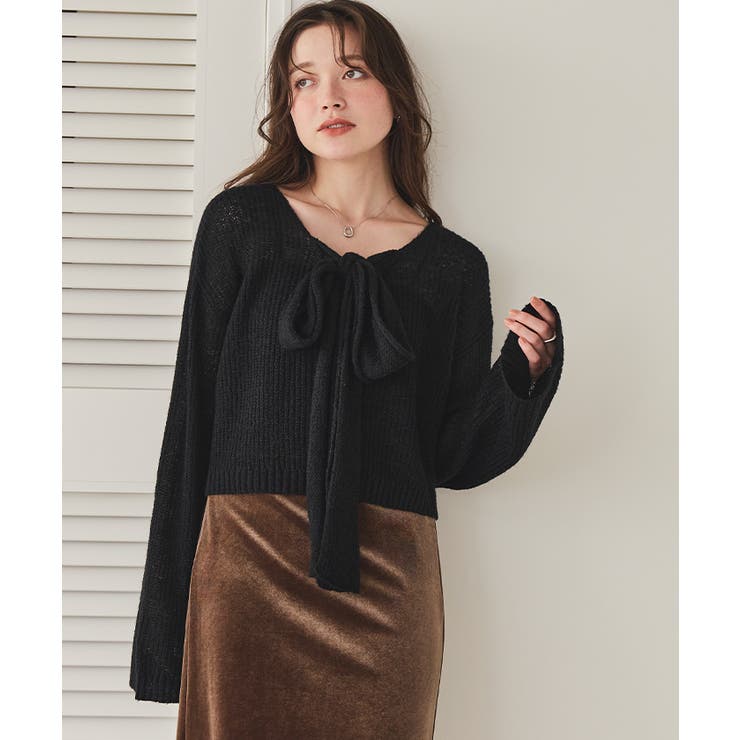 前後2wayリボンデザインシアーローゲージニット | titivate | 詳細画像28 