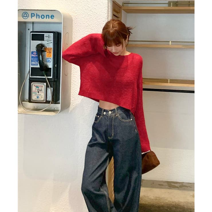 前後2wayリボンデザインシアーローゲージニット | titivate | 詳細画像5 