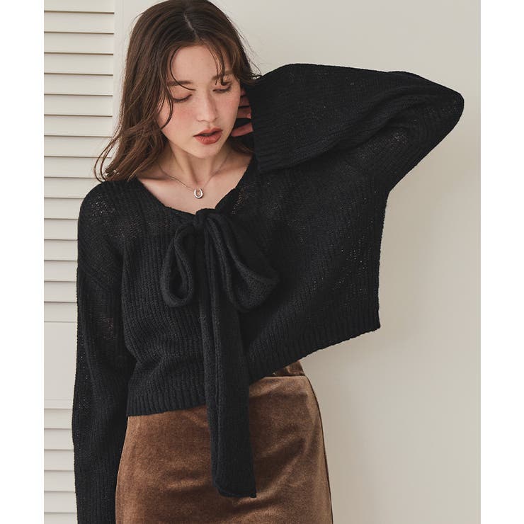 前後2wayリボンデザインシアーローゲージニット | titivate | 詳細画像10 