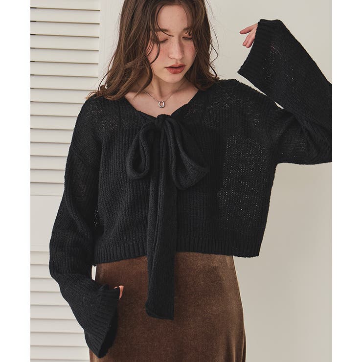 前後2wayリボンデザインシアーローゲージニット | titivate | 詳細画像14 