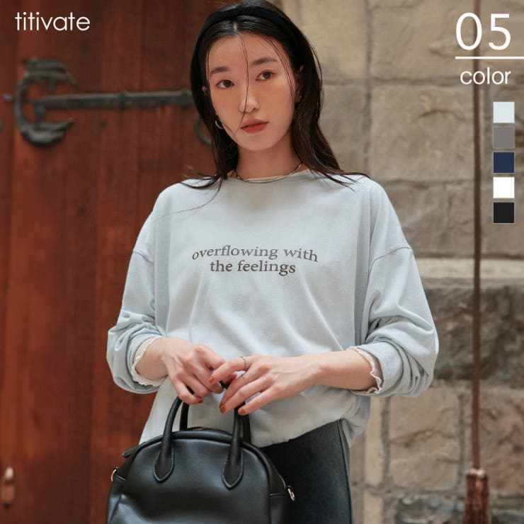 文字プリントシアーロングTシャツ[品番：TV000017930]｜titivate