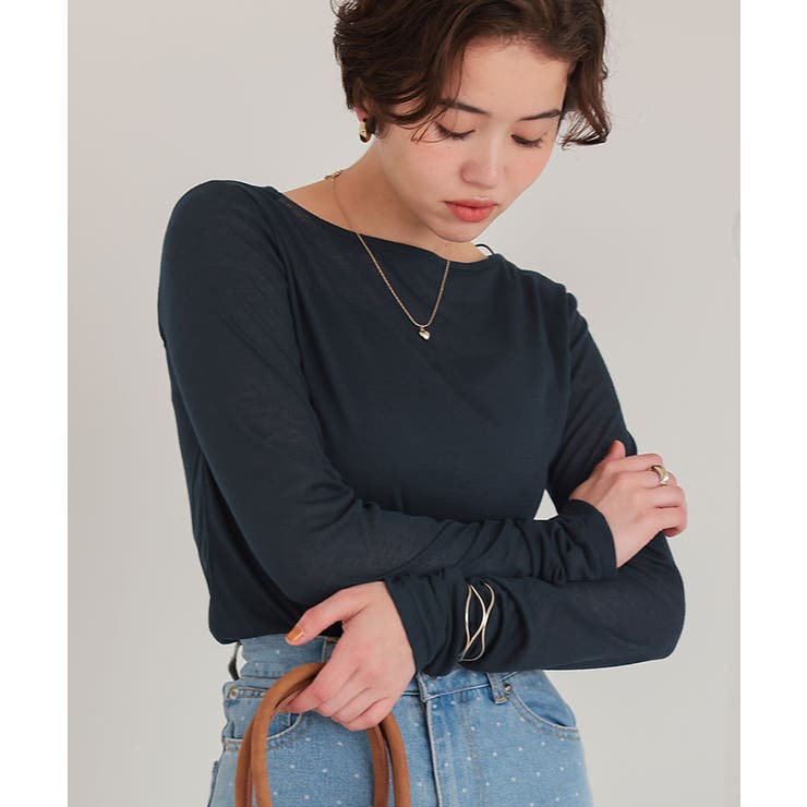 着心地抜群シアーボートネックトップス | titivate | 詳細画像14 