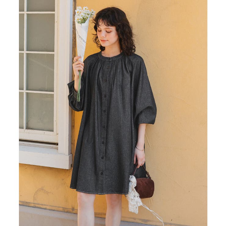 ギャザーボリュームシルエットデニムワンピース | titivate | 詳細画像6 