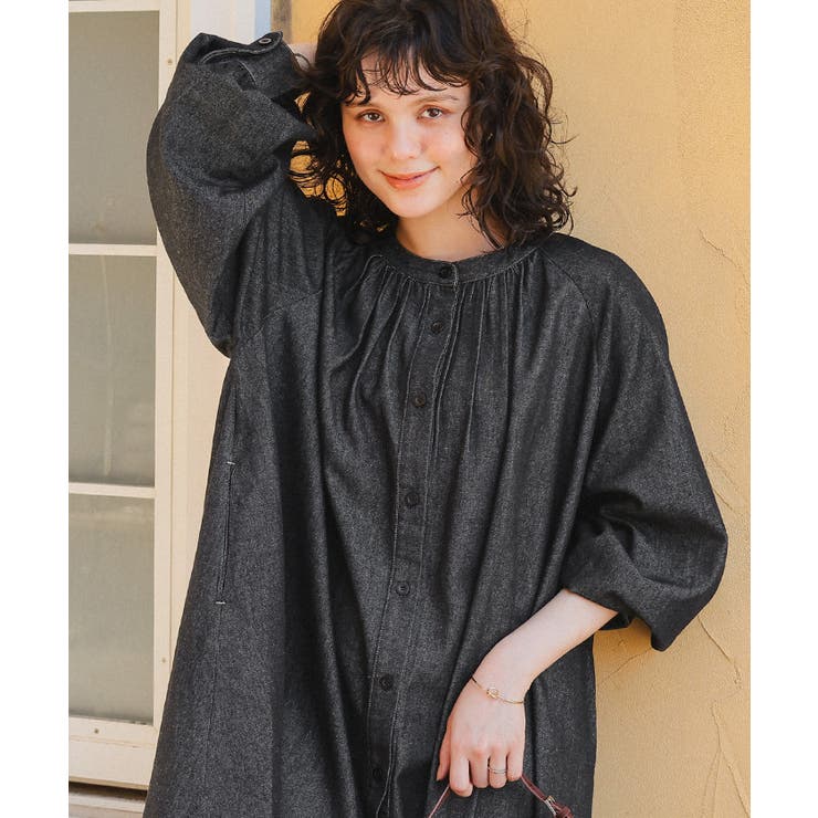 ギャザーボリュームシルエットデニムワンピース | titivate | 詳細画像9 