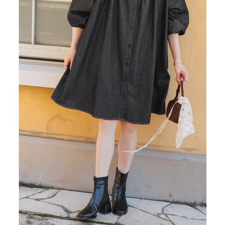 ギャザーボリュームシルエットデニムワンピース | titivate | 詳細画像11 