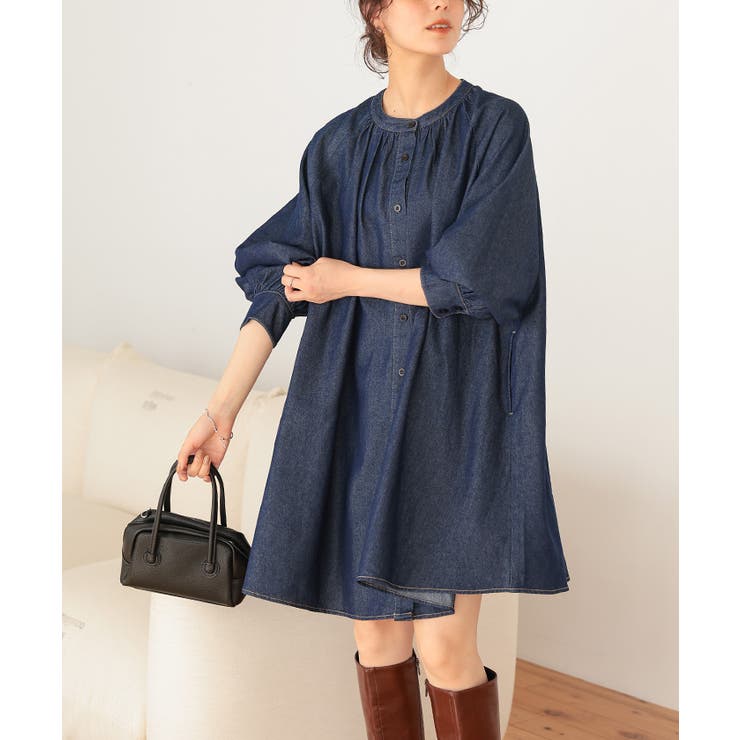 ギャザーボリュームシルエットデニムワンピース | titivate | 詳細画像2 