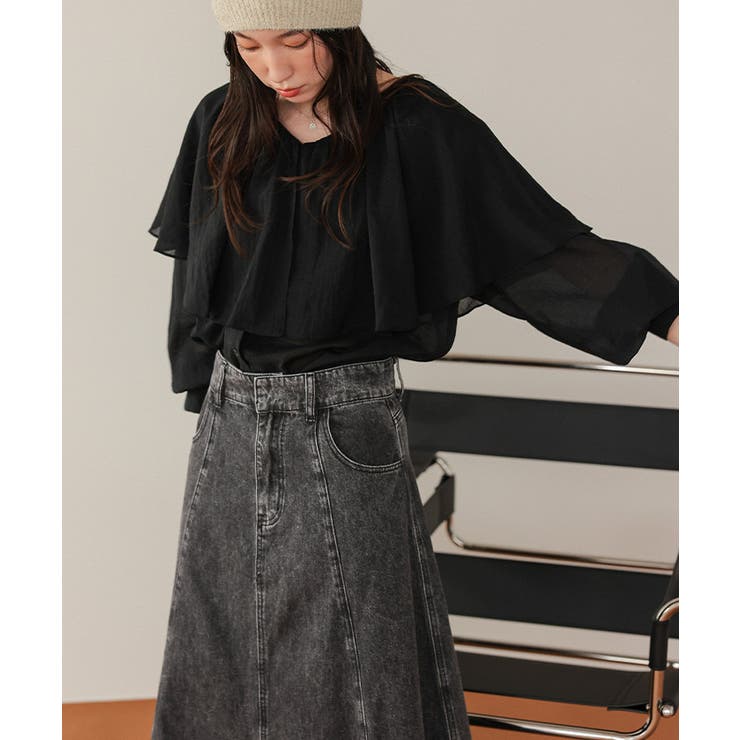 ハイウエストボリュームフレアデニムスカート | titivate | 詳細画像24 