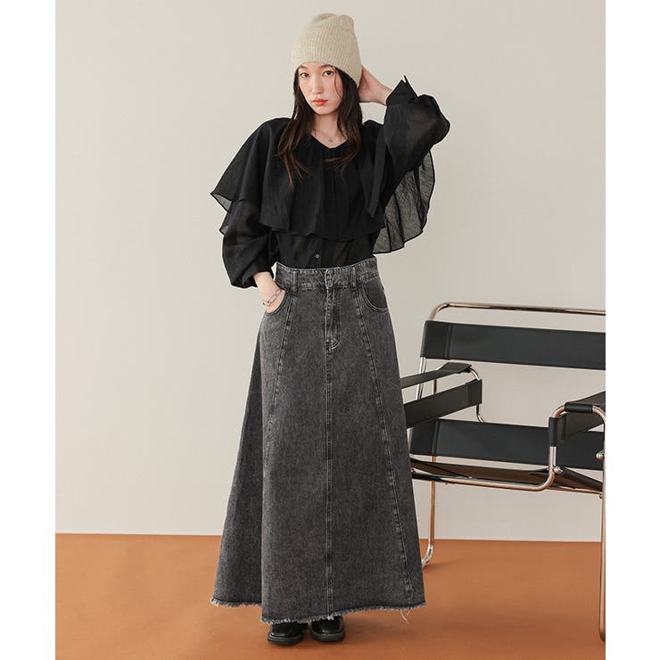 ハイウエストボリュームフレアデニムスカート | titivate | 詳細画像25 