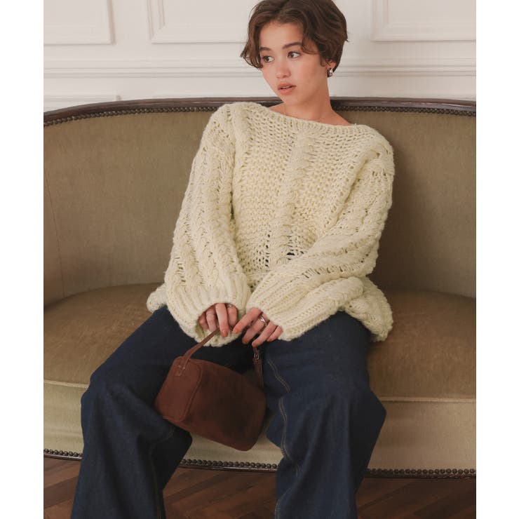 ハンドライクボートネックケーブルニット | titivate | 詳細画像30 