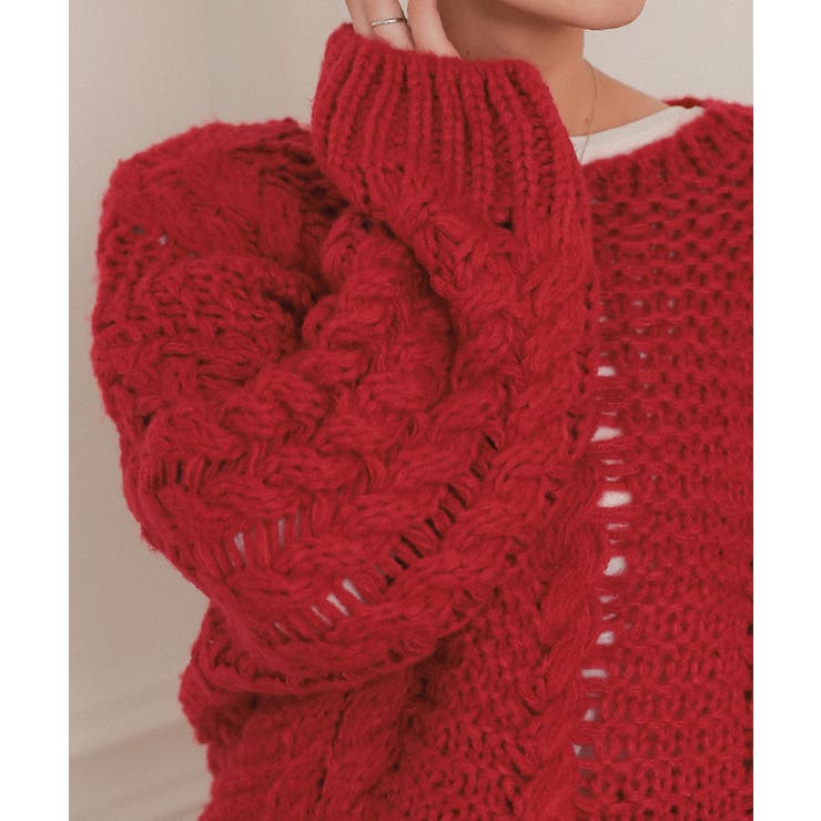 ハンドライクボートネックケーブルニット | titivate | 詳細画像4 