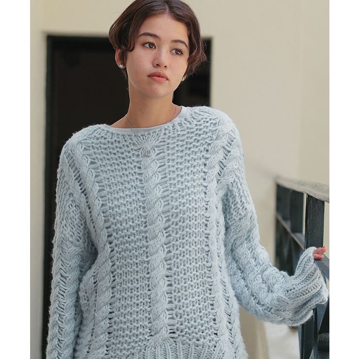 ハンドライクボートネックケーブルニット | titivate | 詳細画像16 