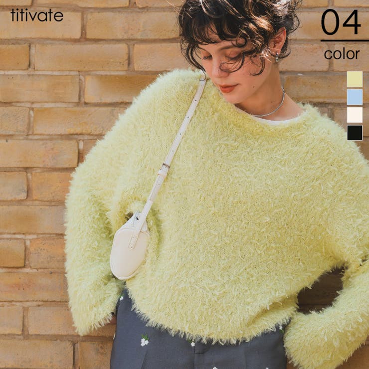 リボンヤーンクロップド丈ニット | titivate | 詳細画像1 