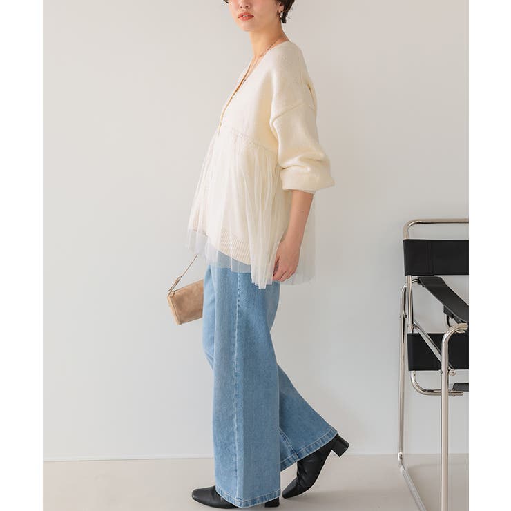 チュールドッキングVネックニットカーディガン | titivate | 詳細画像19 