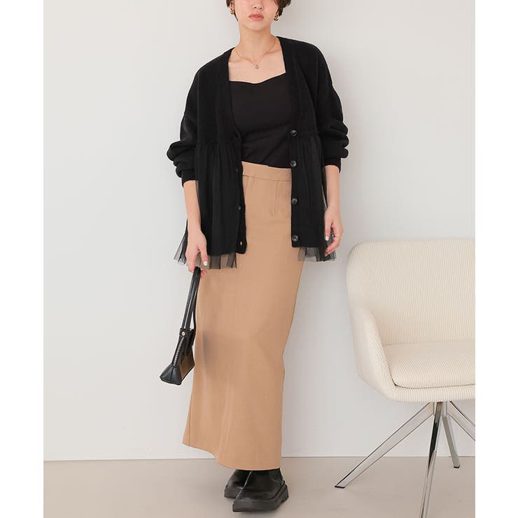 チュールドッキングVネックニットカーディガン | titivate | 詳細画像28 