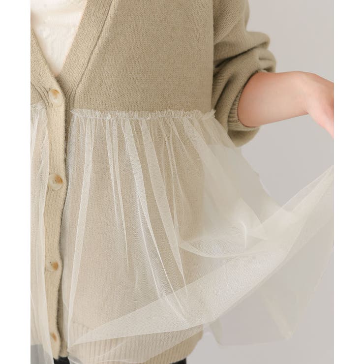 チュールドッキングVネックニットカーディガン | titivate | 詳細画像11 