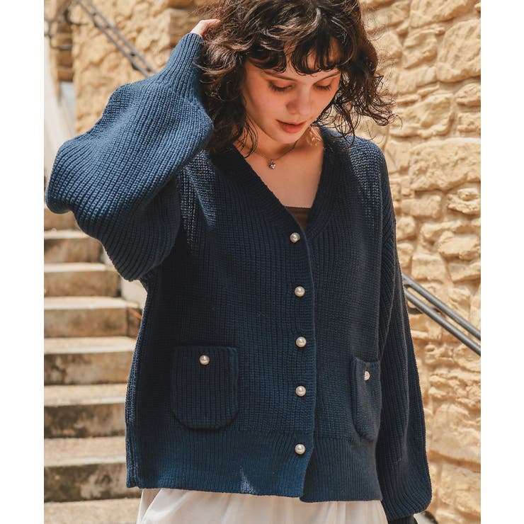 ポケット付きパールボタンニットカーディガン | titivate | 詳細画像20 