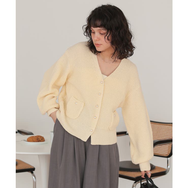 ポケット付きパールボタンニットカーディガン | titivate | 詳細画像23 