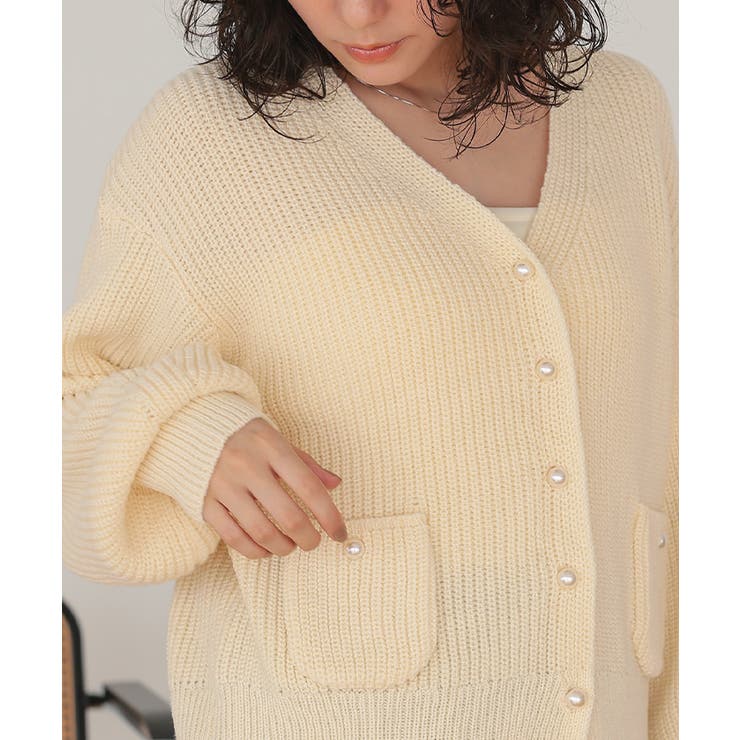 ポケット付きパールボタンニットカーディガン | titivate | 詳細画像25 
