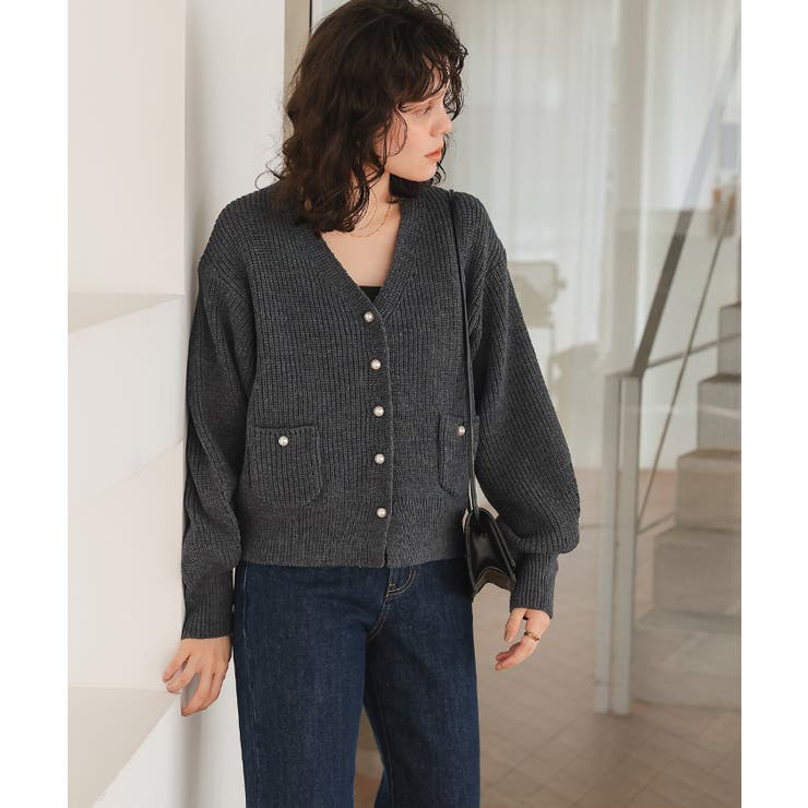 ポケット付きパールボタンニットカーディガン | titivate | 詳細画像27 