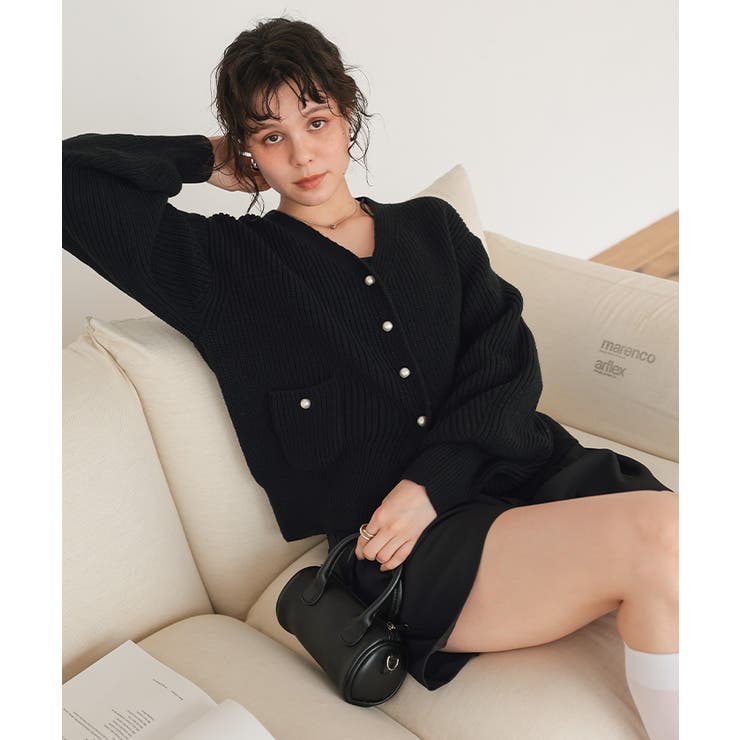 ポケット付きパールボタンニットカーディガン | titivate | 詳細画像33 