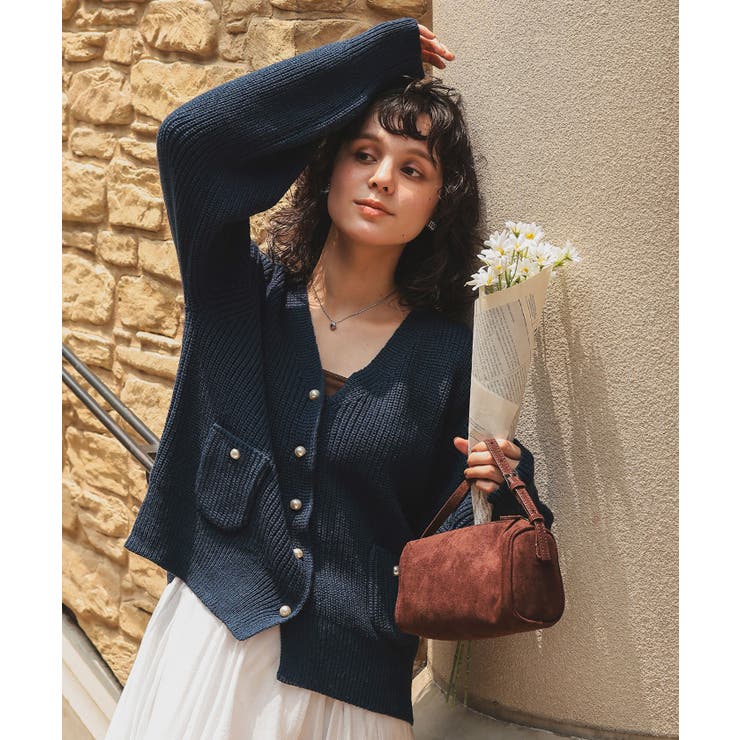 ポケット付きパールボタンニットカーディガン | titivate | 詳細画像2 