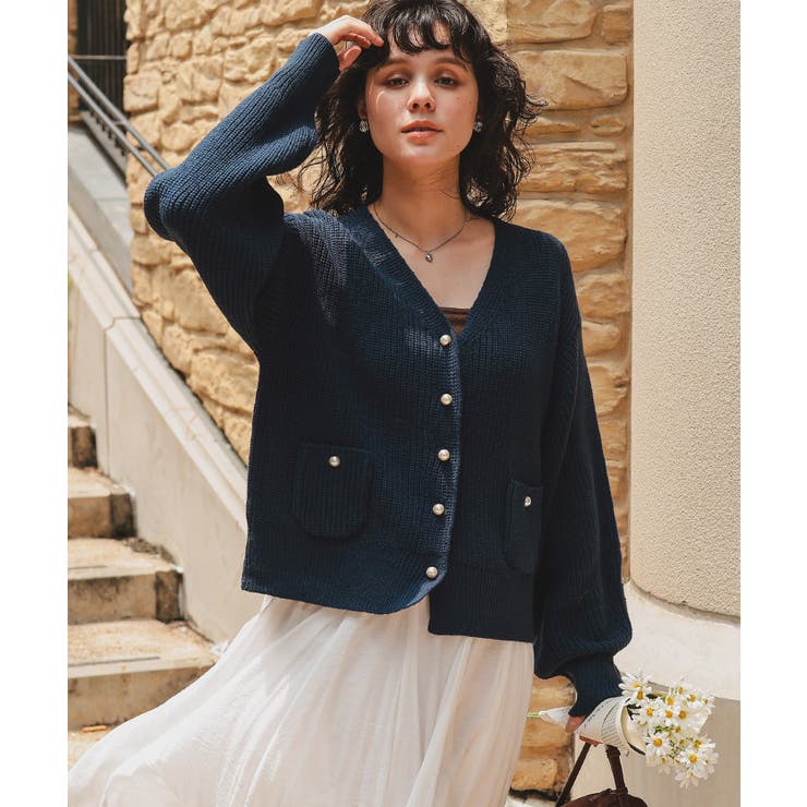 ポケット付きパールボタンニットカーディガン | titivate | 詳細画像5 