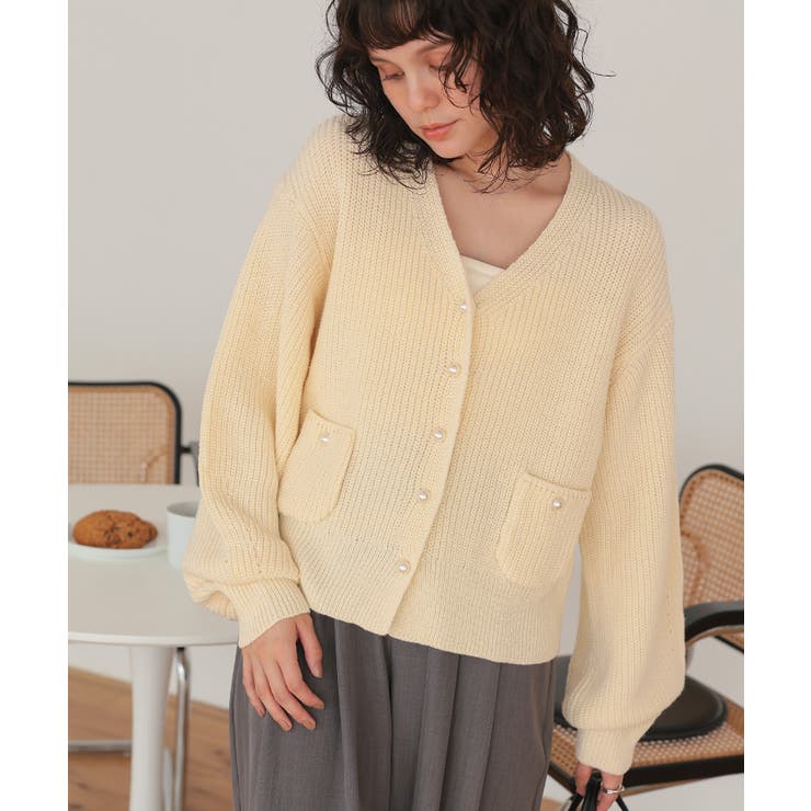 ポケット付きパールボタンニットカーディガン | titivate | 詳細画像9 