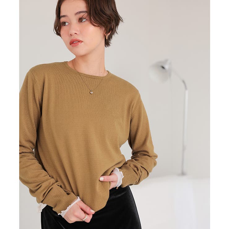 なめらか手触りカシミヤタッチクルーネックニット | titivate | 詳細画像22 