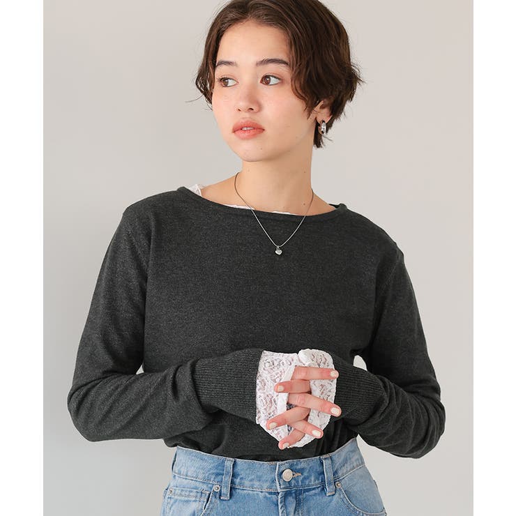 なめらか手触りカシミヤタッチボートネックニット | titivate | 詳細画像30 