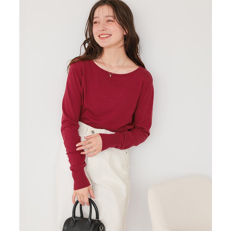 なめらか手触りカシミヤタッチボートネックニット | titivate | 詳細画像32 