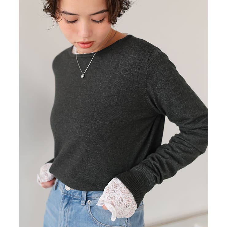 なめらか手触りカシミヤタッチボートネックニット | titivate | 詳細画像12 